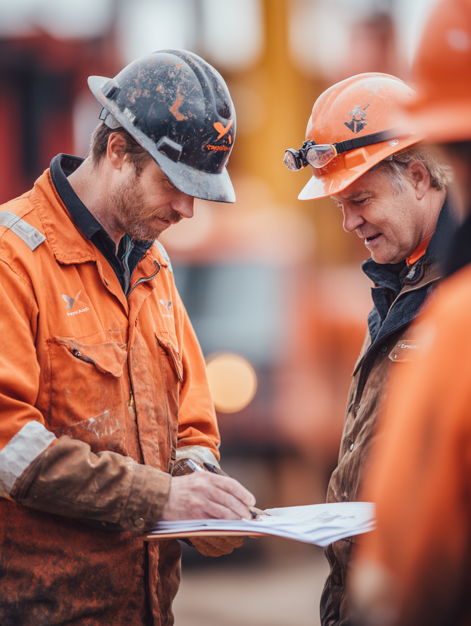 cesaroflores_Two_construction_engineers_in_orange_and_brown_w_fcd70532-a778-438b-ab3a-e52313674d81_2